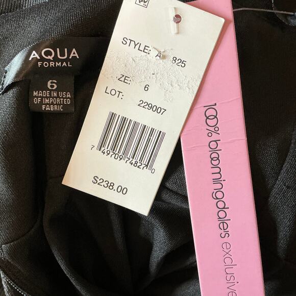 Black Mini Fit and Flare Cocktail Dress Size 6 Sleeveless V-Neck by AQUA - Picture 8 of 12